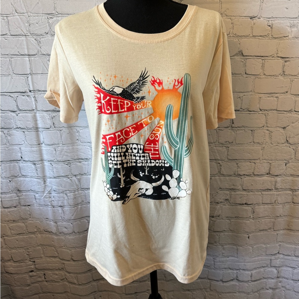 Orange Cream Tee with Playful Cactus Design